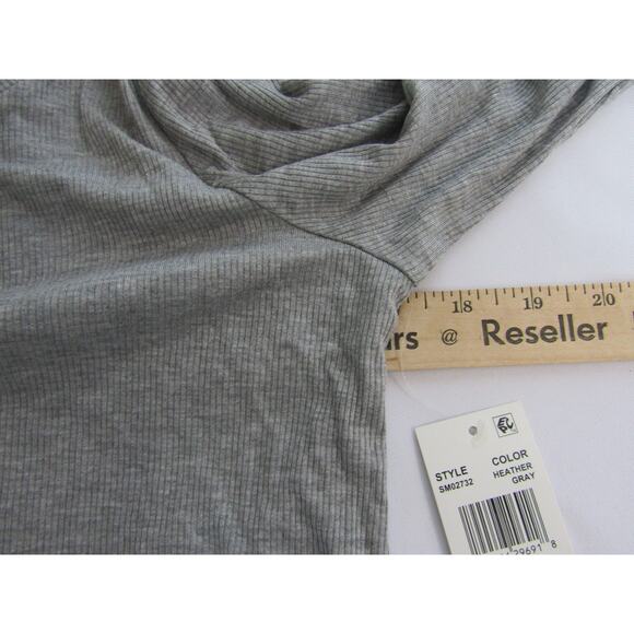 Steve Madden Gray Rib Knit Top Womens sz S Rayon Mininalist Neutral Streetwear - Picture 5 of 6